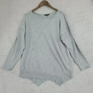Verve Ami Womens Asymmetrical Hem Sweater 1X Gray Polyester Rayon Blend  4PT